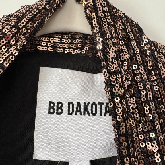 BB Dakota Dulcinea Sequin Duster Jacket - Black and Rose Gold - SMALL - NWT - Picture 11 of 12